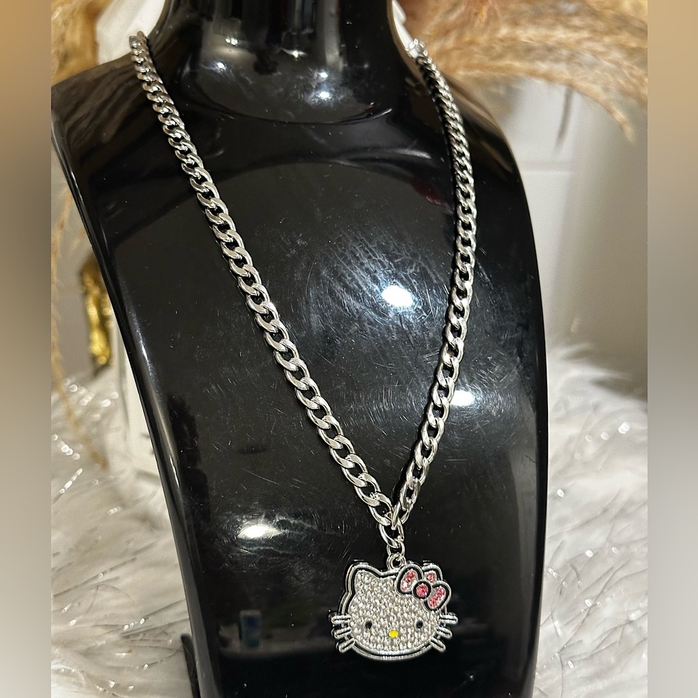 Hello Kitty Silver Necklace with Pink Accents
